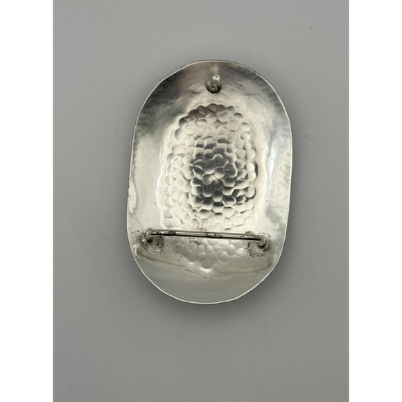 Oval Hammered Stamped Metal Belt Buckle Silver Tone Handmade India Vintage - Picture 13 of 14